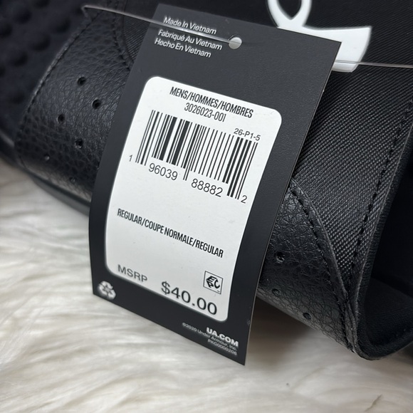 NEW In Packaging Under Armour Black White Men’s Size 17 Slides - Picture 9 of 9